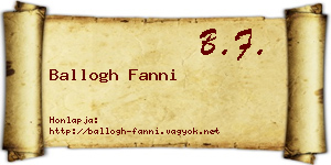 Ballogh Fanni névjegykártya